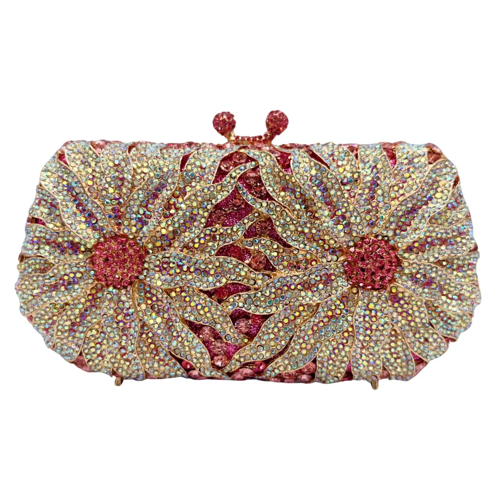Hohle Chrysanthemen-Diamant-Abendtasche, Blumen-Bankett-Damentasche, Neu – Detail 11