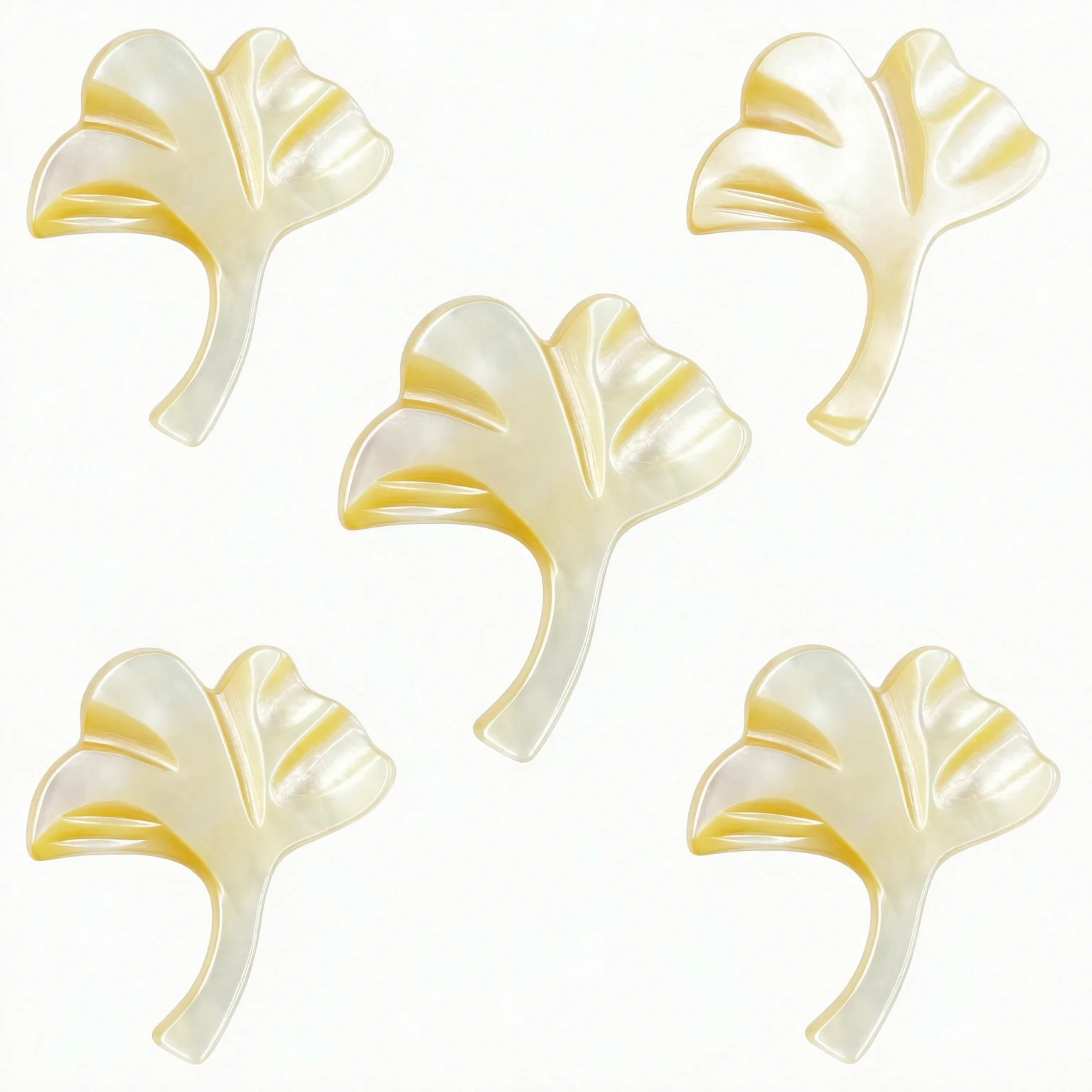 5 pcs 15mm Natural Golden Sea Shell Mother of Pearl Leaf Loose Beads Top Drilled