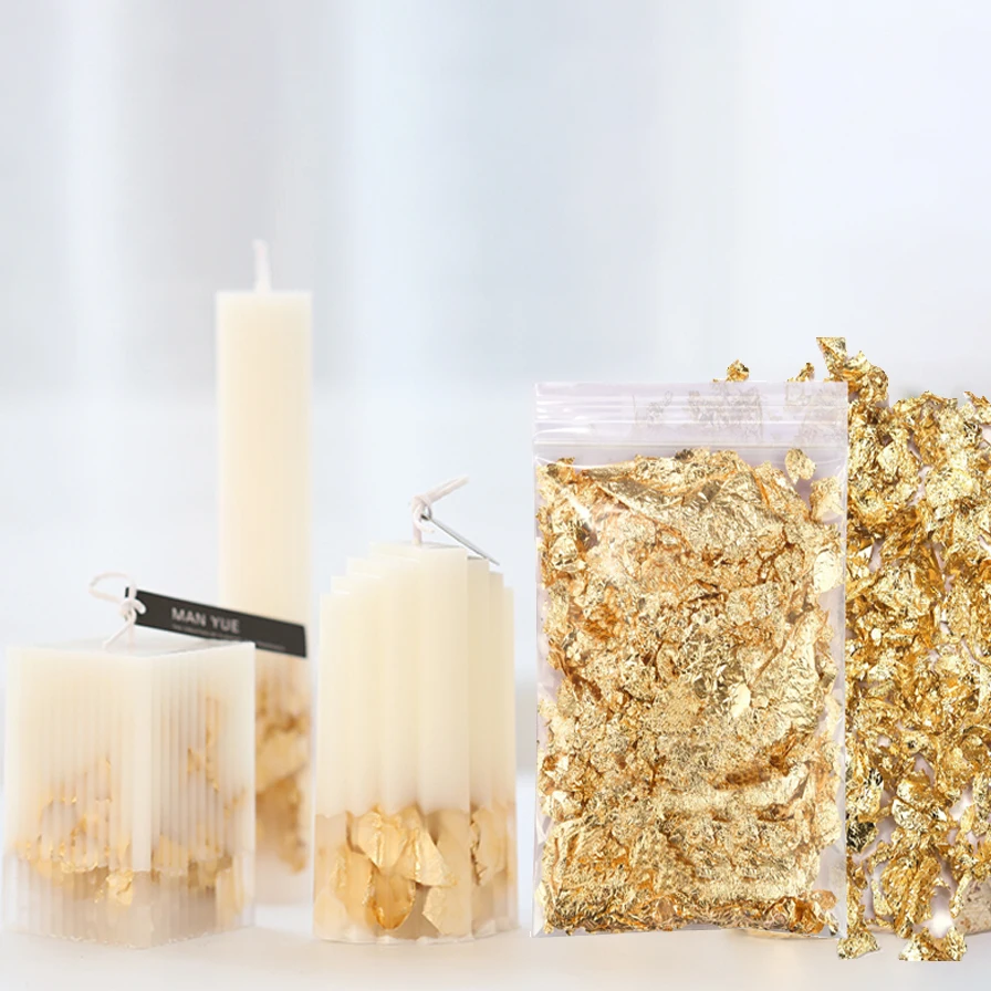 Imitation Gold Silver Copper Foil Sequins Glitter Foil Paper Nail Art Candle Making Epoxy Resin Filling Decoration Candle Kits