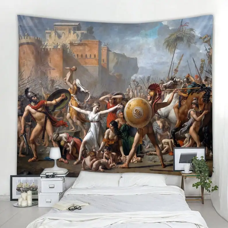 

Женский гобелен «Интервенция Сабины» — настенное искусство Jacques-Louis David 1799, историческая живопись, эстетический декор