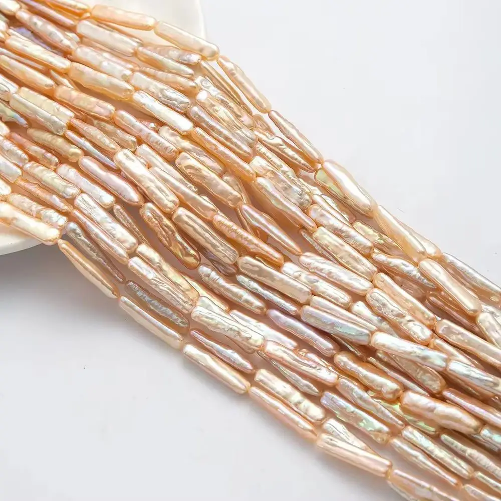 

Натуральный пресноводный жемчуг 6x25 мм, розовый, модный, в форме длинной полоски, рассыпчатые бусины-шармы для самостоятельного изготовления ожерелий, браслетов, серег, высокое качество