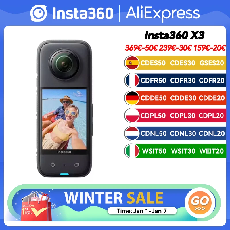 Insta360 X3 - Waterproof 360 Action Camera with 1/2