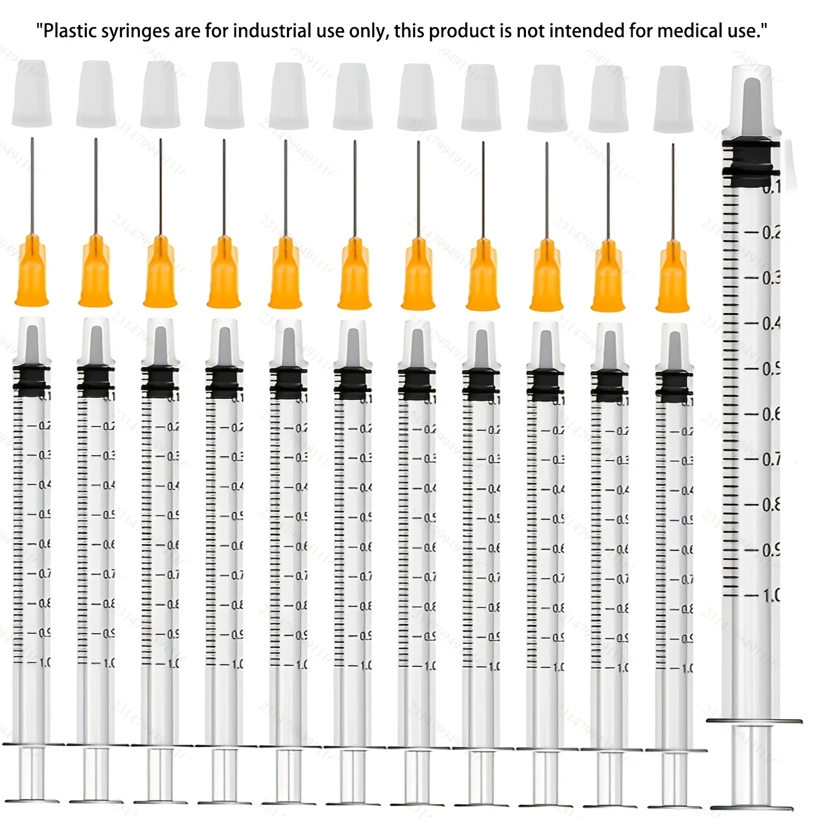 12pcs 1ml Syringes, Measuring Feeding Pets Syringes, Syringe with Cap and Blunt Needle, Small Ink Filling Syringe