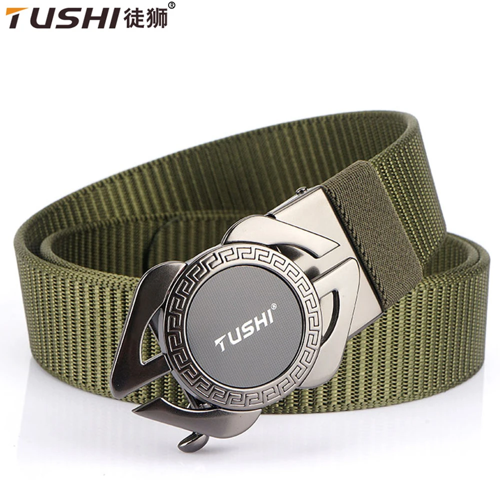 

TUSHI New Tactical Belt Military Nylon Outdoor Belt Survival Accessories Quick Release Automatic Buckle Belts for Men Army Black