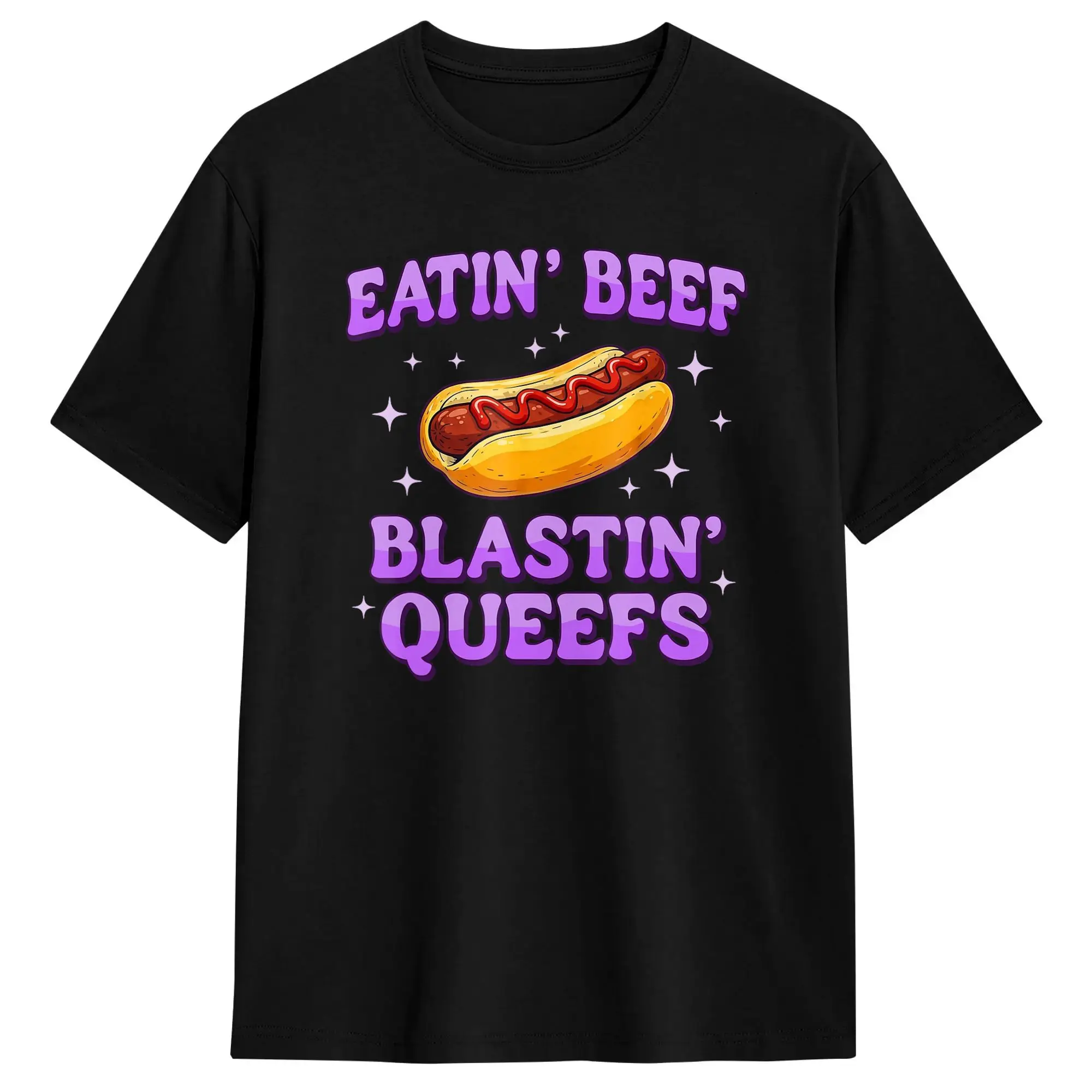 Eatin Beef Blastin Queefs Funny Inappropriate Hot Dog Meme Cotton T Shirt For Men Summer T Shirts Hip Hop Tees Oversized Clothes