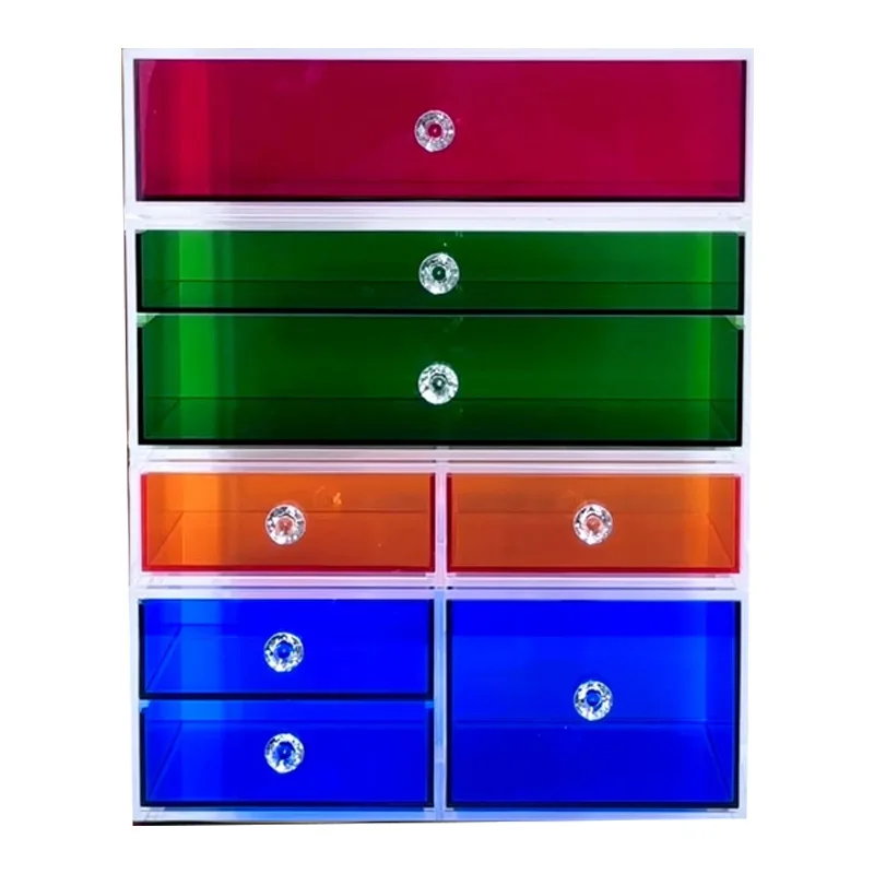 

Desktop dressing table Color transparent acrylic Cosmetics storage box Light luxury skin care product shelf