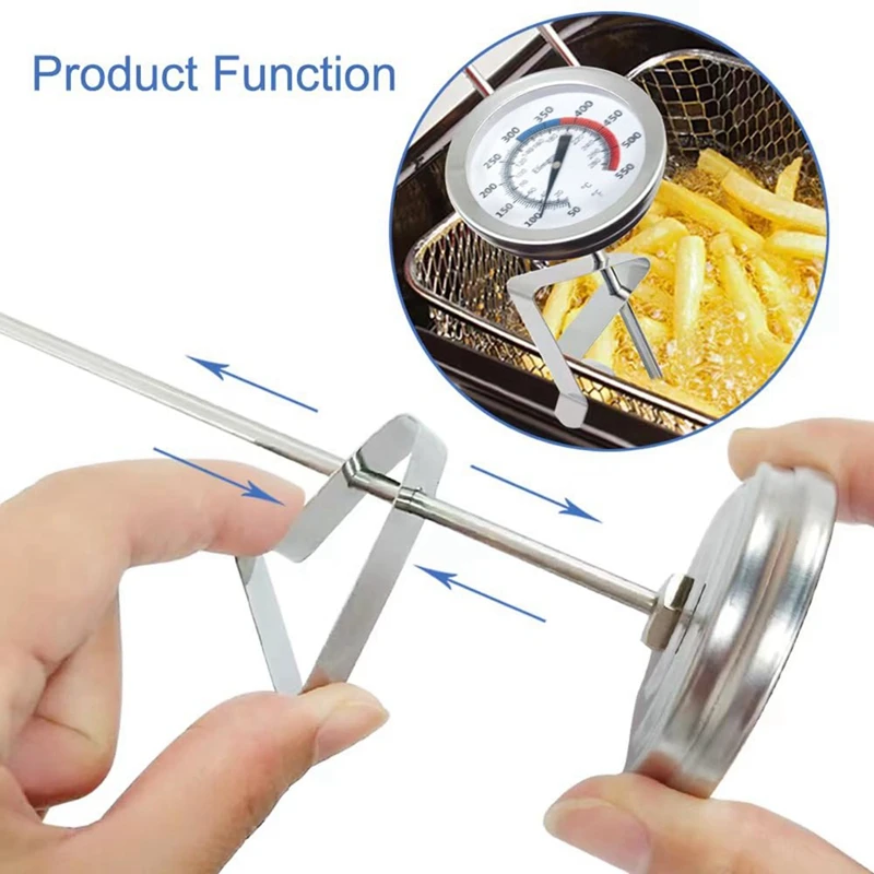 Deep Fry Thermometer Set Kit For Fring, With Pot Clip,12Inch Probe - For Tall Pots,Beef,Lamb, Meat Cooking