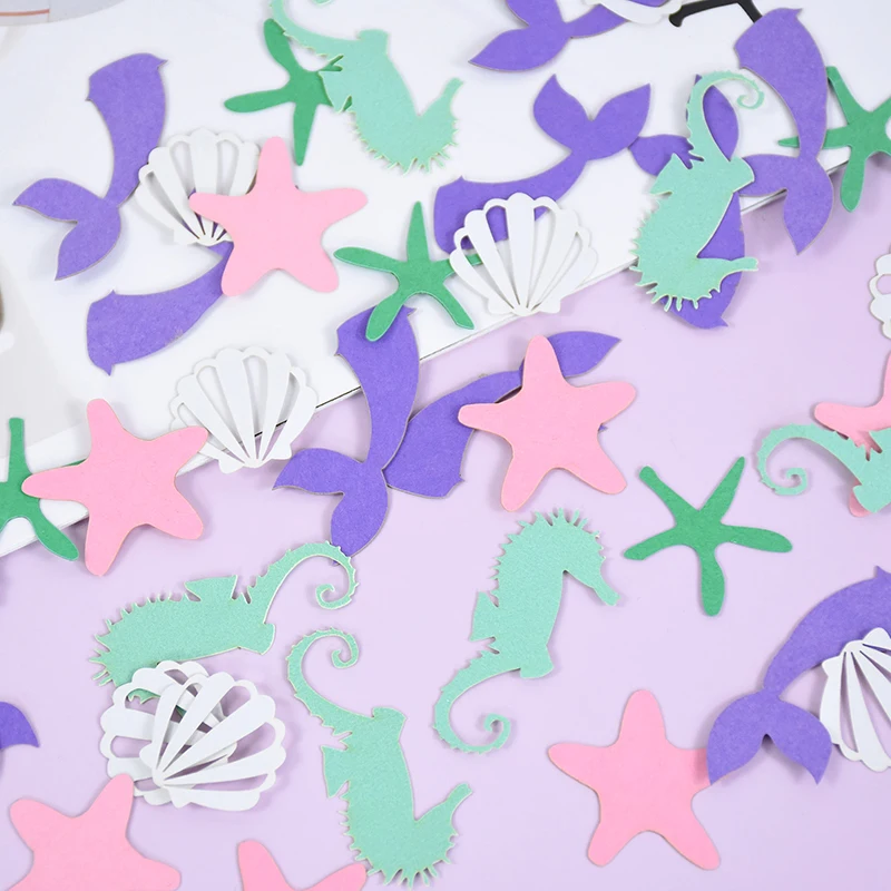 100pcs/bag Mermaid Sea Life Confetti Starfish Seahorse Under The Sea Table Confetti for Mermaid Theme Birthday Party Decoration