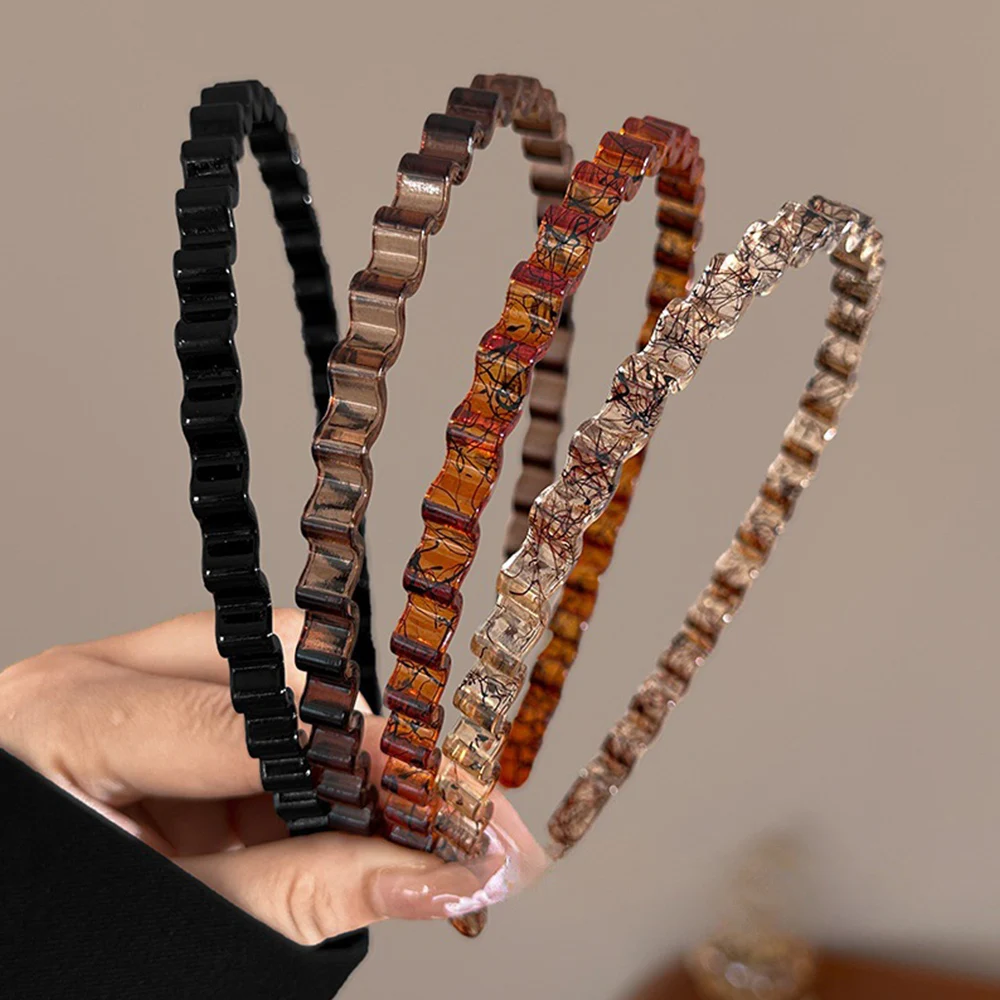 Simple Plastic Mens Women Unisex Wavy Hair Head Hoop Band Non-Slip Toothed Sports Headband Hairband Headwear Hair accessories