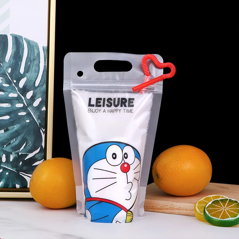 Frosted Plastic Drinking Bags, Portable Pouches, Beverage Bag, Fruit Juice, Milk Tea Wedding Party, Customized Logo