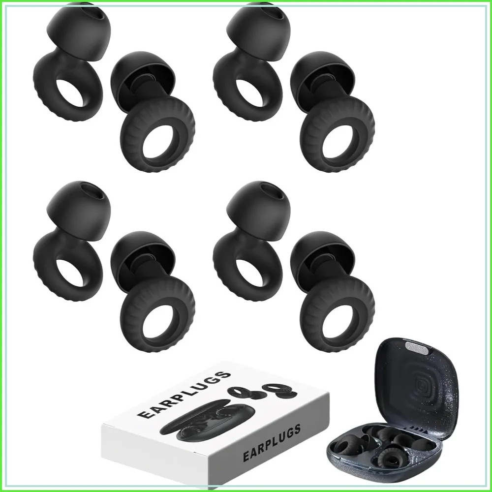 

Noise Cancelling Ear Plugs for Sleeping, Concerts & Travel – Reusable Silicone, 4 Pairs