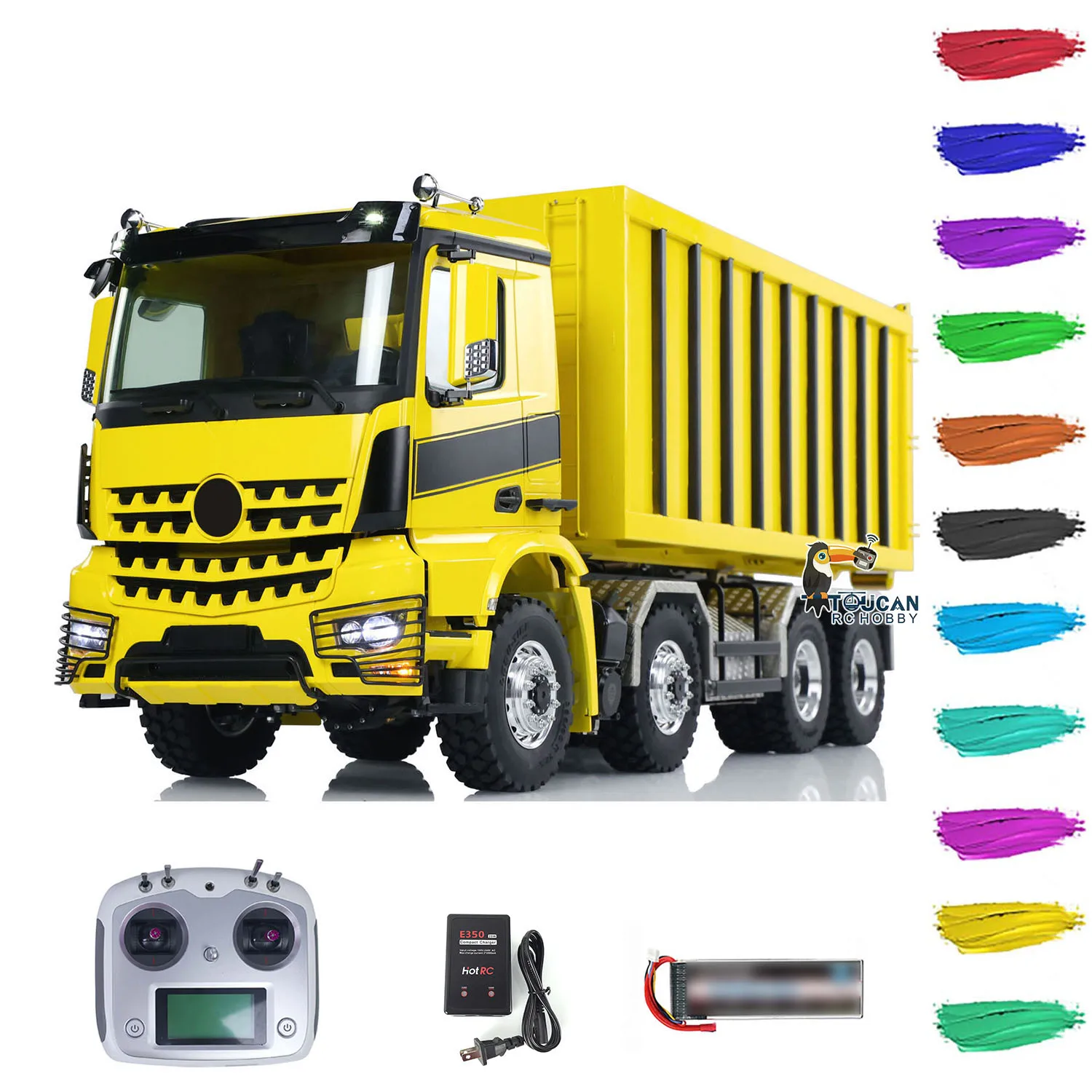 1/14 LESU  3363 Hydraulic RC Dump Truck Metal Roll On/Off Tipper 8x8 Waste Bin Car RTR I6S Light Sound System RC Toys Model Gift