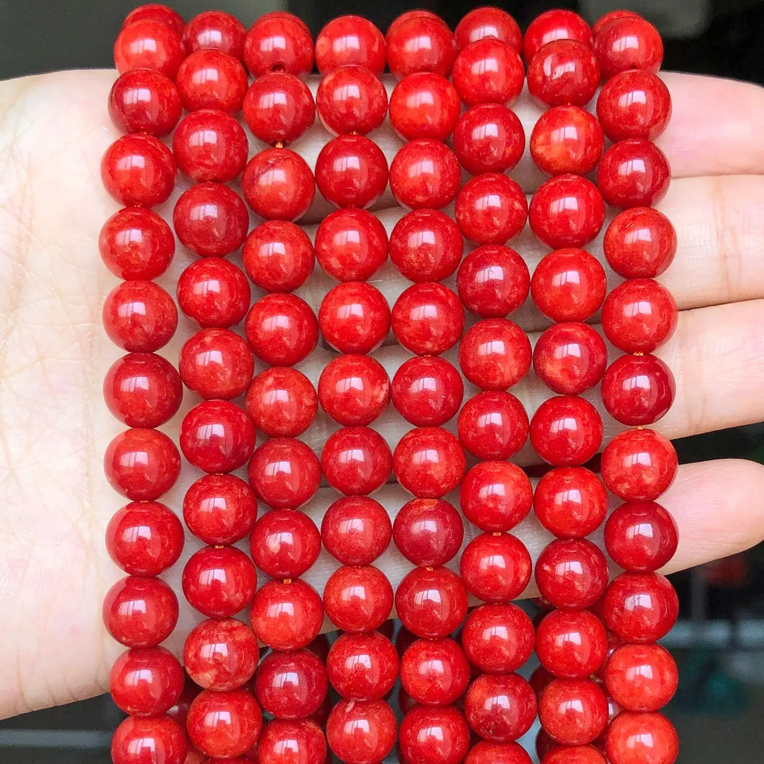 6 8 10 12mm Natural Stone Red Coral Jade Beads Round Smooth Loose Beads For Jewelry Making Diy Charms Bracelets Accessories 15''