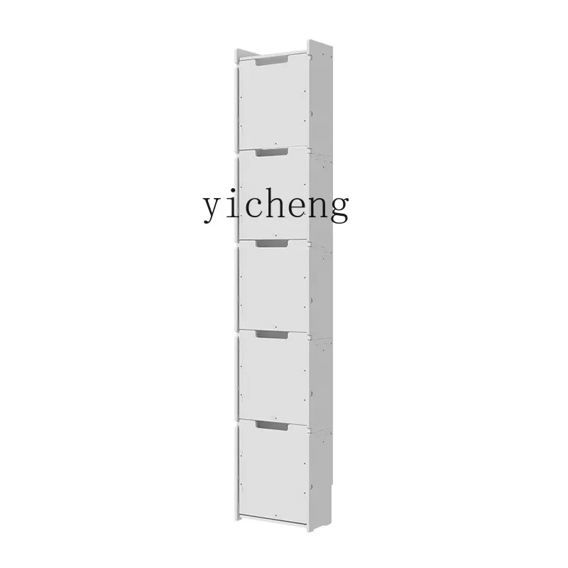 

White Ultra-Thin Tilting Shoe Cabinet Simple Assembly Door Cabinet Stitching Shoe Rack Modern Simple Economical