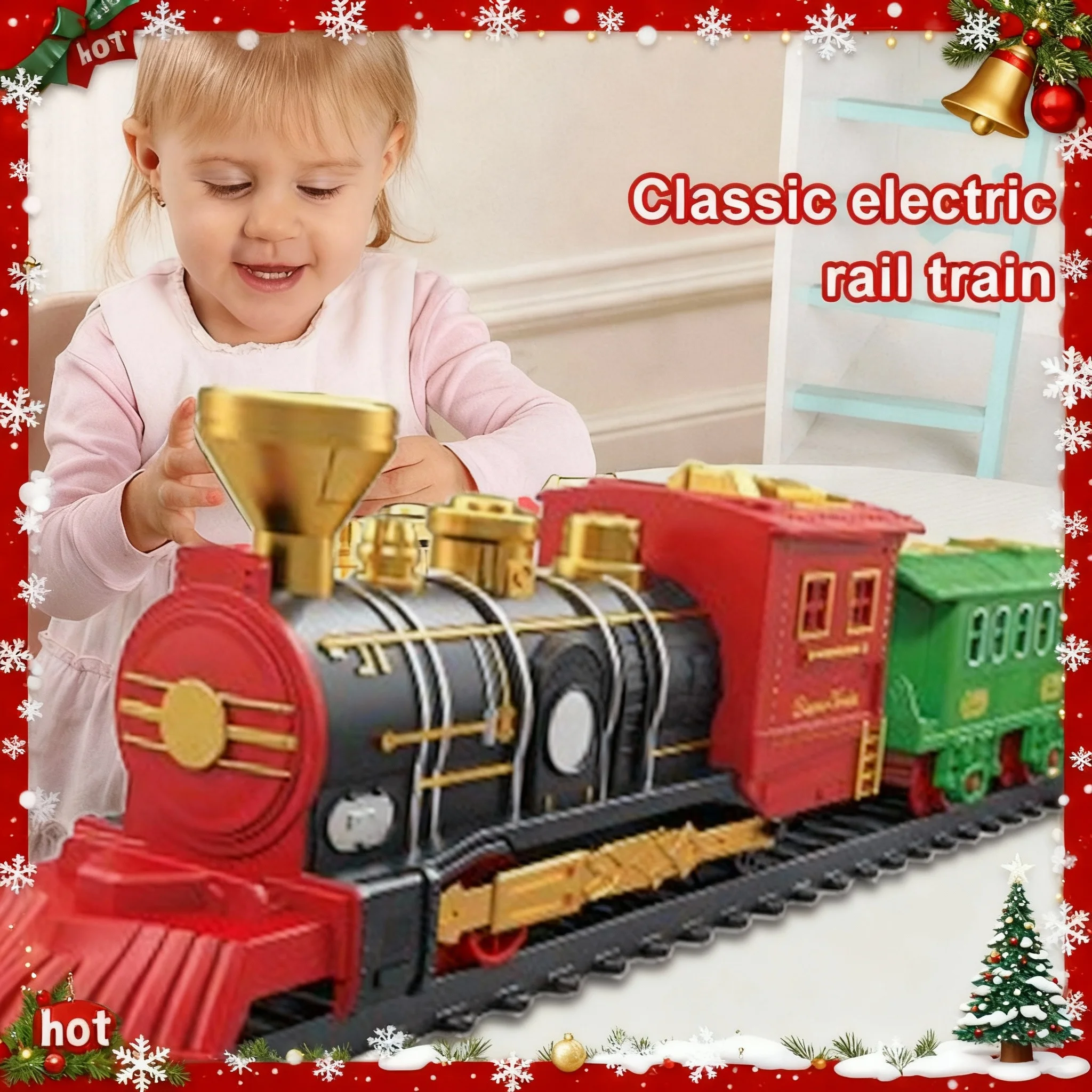 

Christmas Electric Train Tracks Set Santa Claus Cargo Cars With Xmas Sounds Lights Adjustable Toys For Adult New Year Gift
