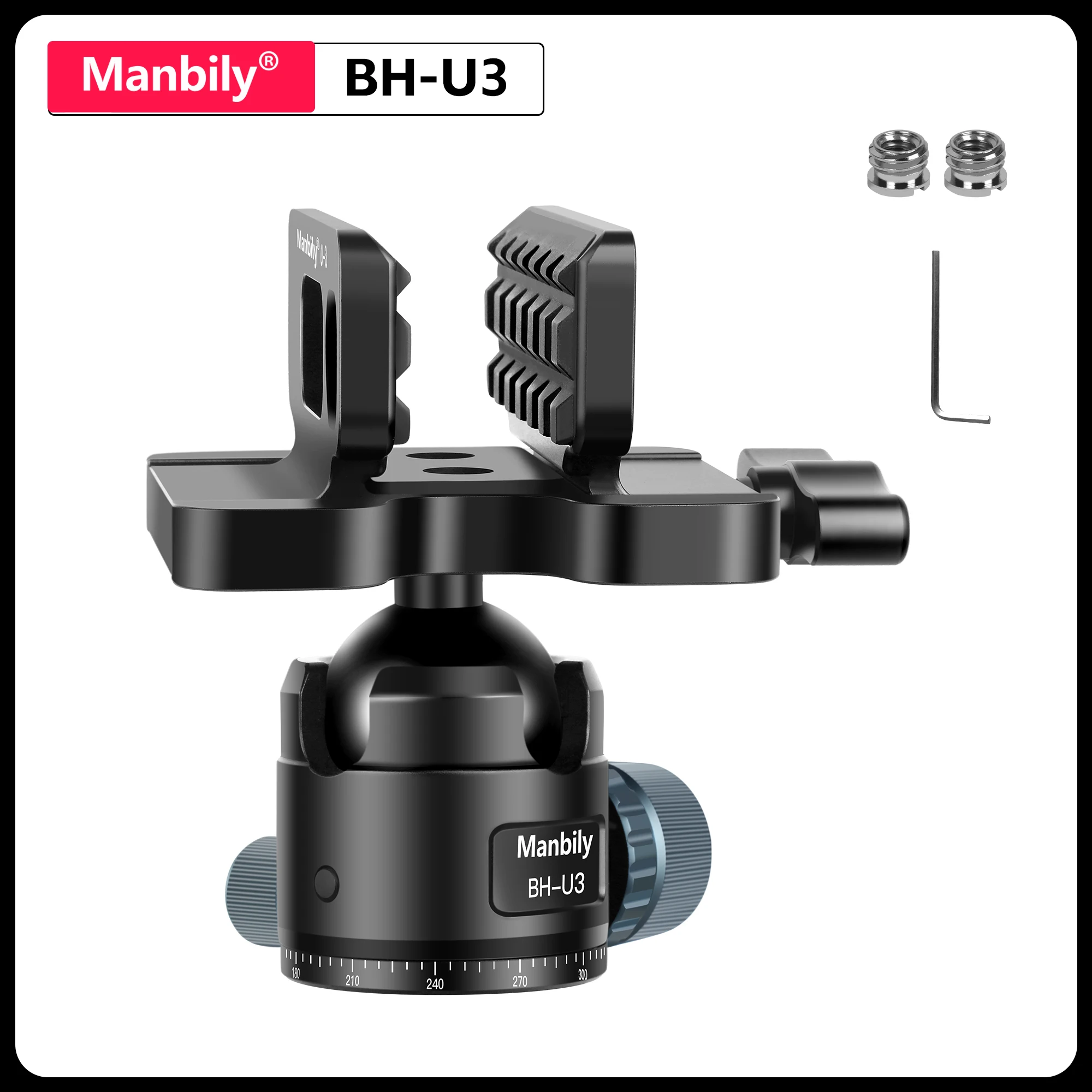 

Manbily BH-U3 360° ° Шаровая головка для охотничьих винтовки, штатива, зажим-адаптер для седла для точной стрельбы, зажим для штатива на открытом воздухе, головка 44 мм