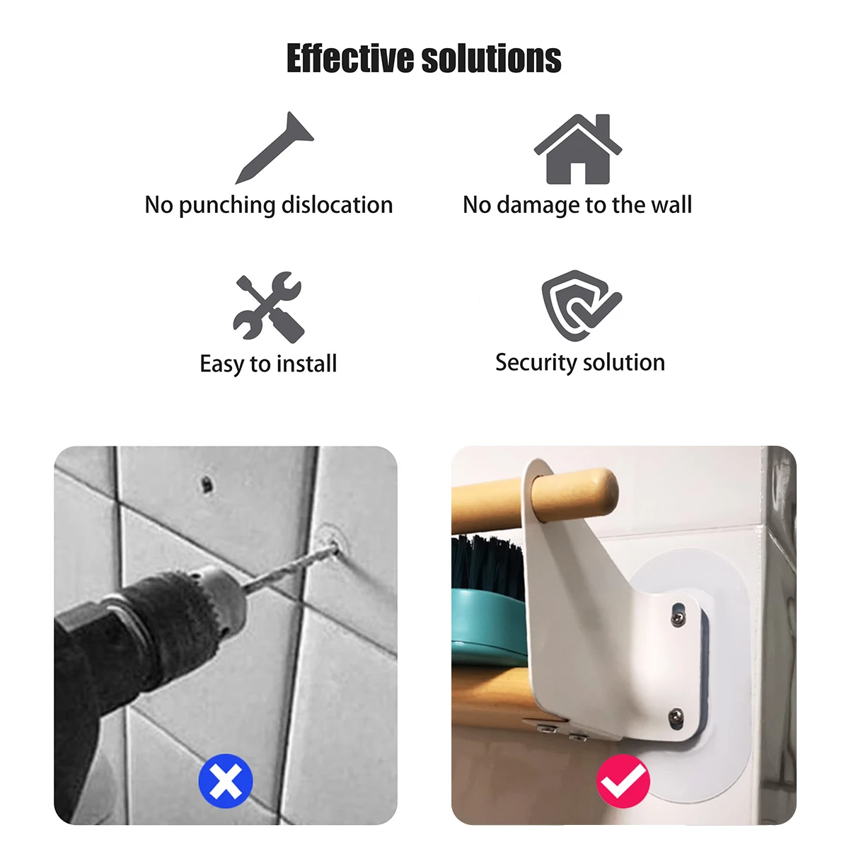 Strong double screw sticker screw adjustable non-punching waterproof kitchen screw hook bathroom accessories