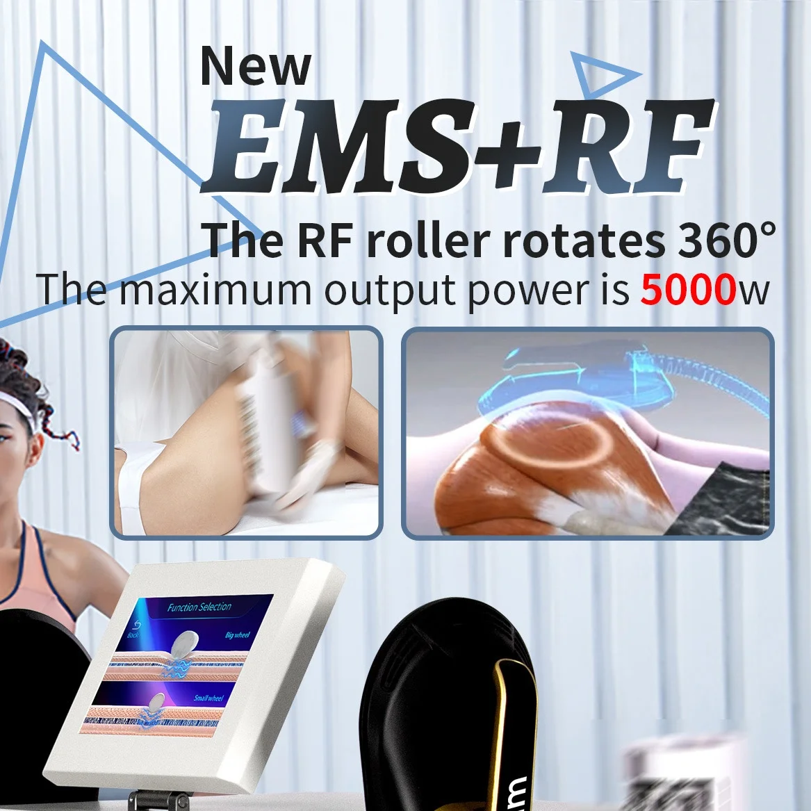 

CE RoHS Certified MYOslim 6500W EMS Sculpt & 360° Roller Massager Non-invasive Fat Reduction Muscle Training Instrument