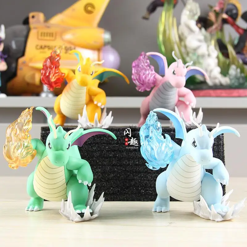 Pokemon Dragonite Actionfigur Fire Punch Anime Sammlermodell PVC-Figur Desktop-Dekoration Geschenk für Anime-Enthusiasten