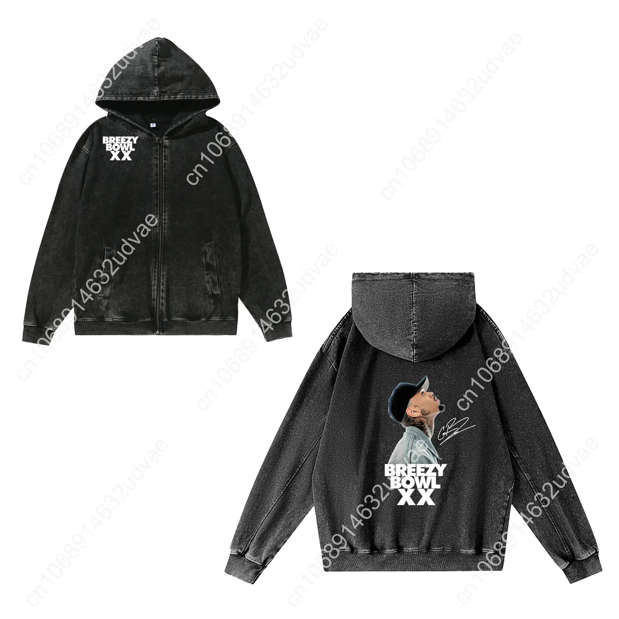 Chris Brown Zipper Sweatshirt Man Woman Teenager Retro Hoodies Vintage Pullover Sweat Shirt with Pocket Full Zip Jacket Tops