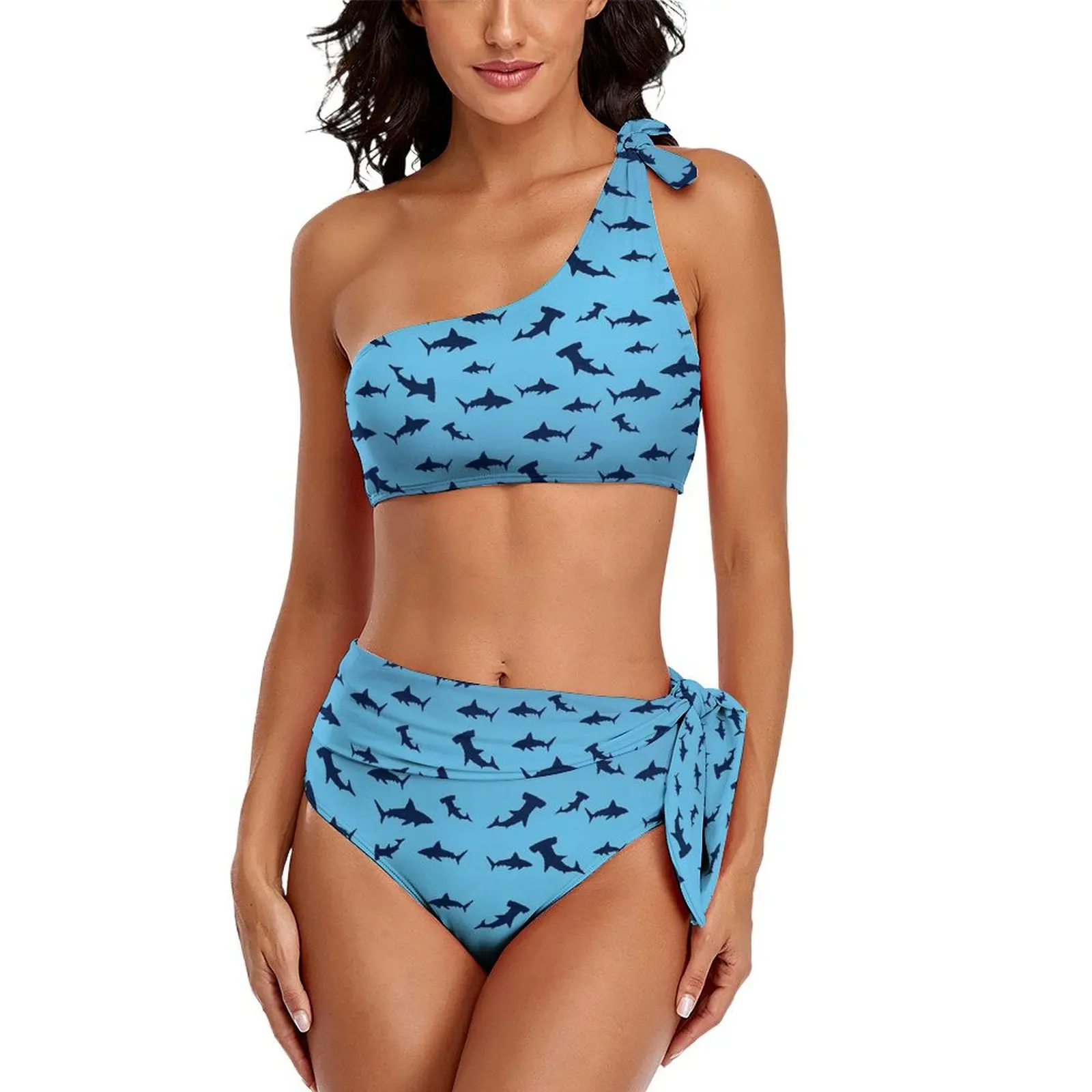 Sexy More Sharks Bikini Swimsuit Funny Animal Swimwear High Waist Colorful Bikini Set Push Up Swimsuits