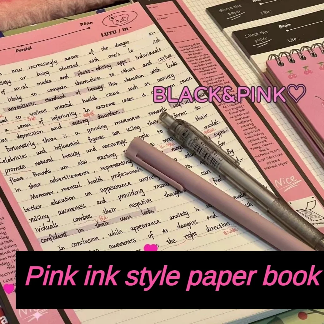 Milk Salty Black Pink Writing Pads B5 American Retro Ins Tearable Journal Material Notes kawaii Notebook for Student memo pad