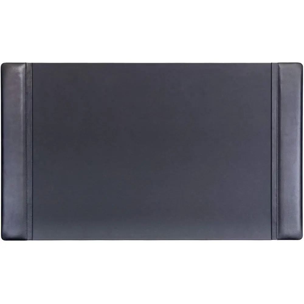 

Classic Leather Desk Pad with Side Rails - Luxury Leather Desk Blotter or Writing - Padded Executive Desk Surace Protector - (Bl