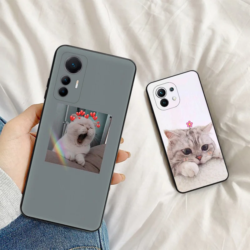 Soft Case for Redmi Note13 Pro 5G Note12 13C Xiaomi 13 Pro 12 Lite 12t 12x 12c Cute Pink Funny Cat Black Phone Cases Cover image 2