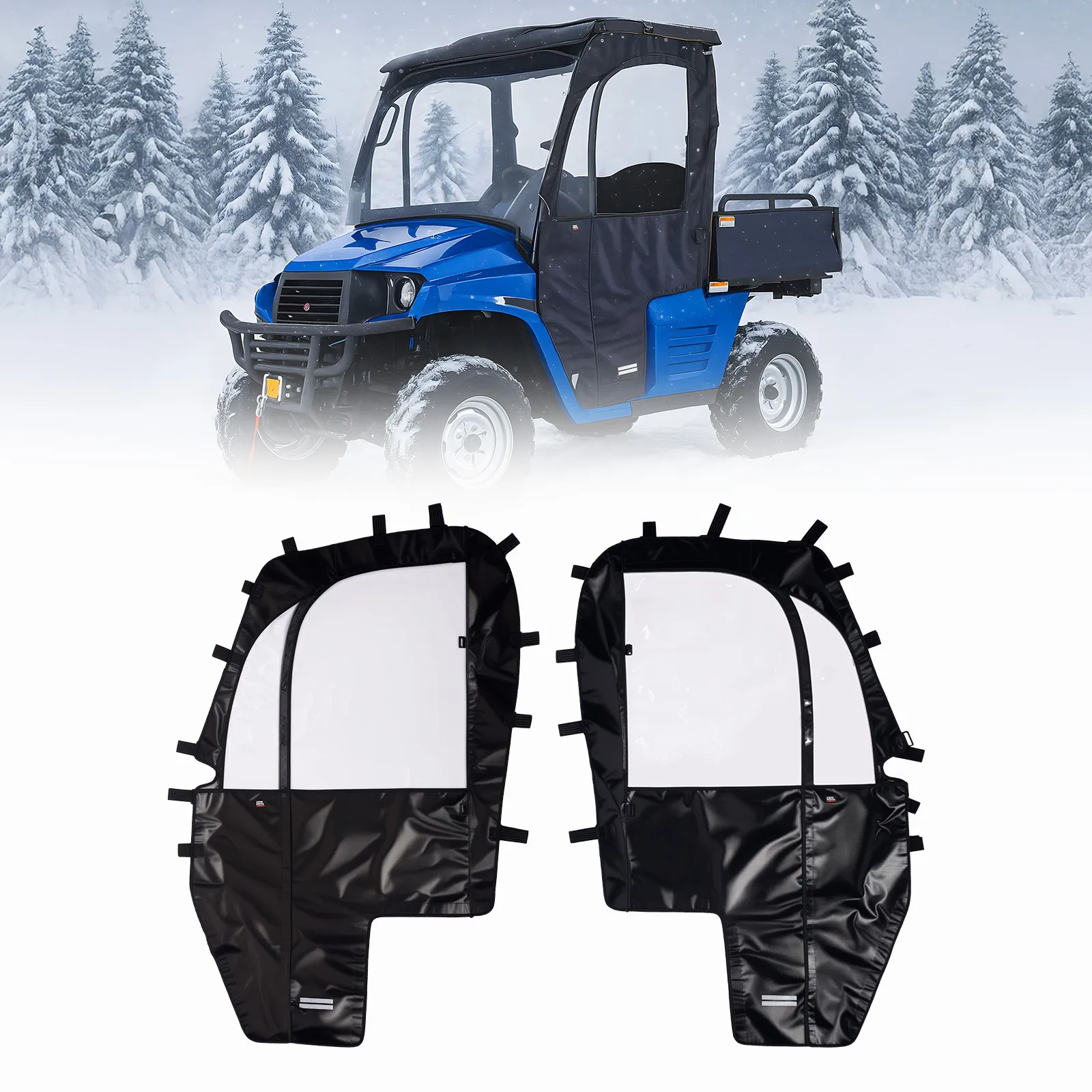 

UTV Soft Door Panels 1680D PVC For Hisun Sector 400 Coleman UT400 Massimo MSU400 Side Doors Kit with Clear Window
