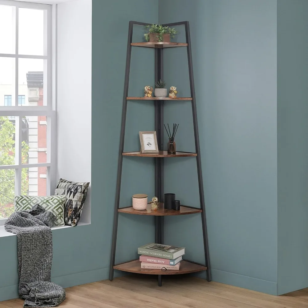 

Corner Shelf Stand, 5-Tier Display Shelves, Ladder Corner Wood Storage Plant Bookshelf, Versatile Shelving Unit Bookcase