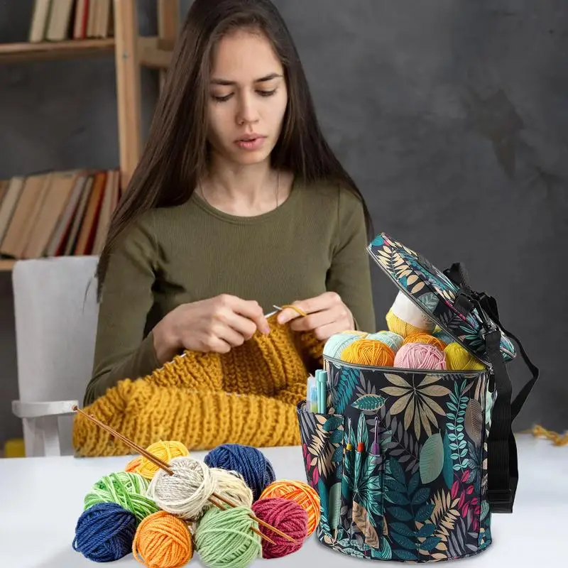 Yarn Storage Organizer Expandable Knitting Yarn Bag Portable Oxford Cloth Crochet Case Yarn Holder Dispenser Knitting Crochet