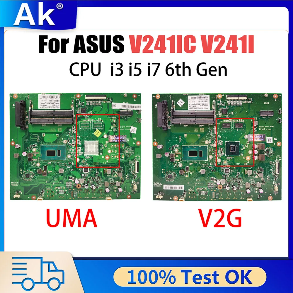 V241IC Laptop Motherboard For Asus V241I V241IC Main board of All-in-one Machine With 4405U 4415U I3 CPU 930MX Tested OK