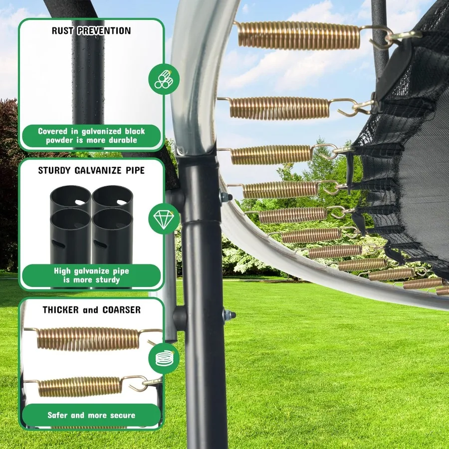 10FT 12FT 14FT 16FT الترامبولين في الهواء الطلق مع شبكة الضميمة السلامة سميكة وسادة الربيع ASTM المعتمدة الترفيهية الترامبولين ل