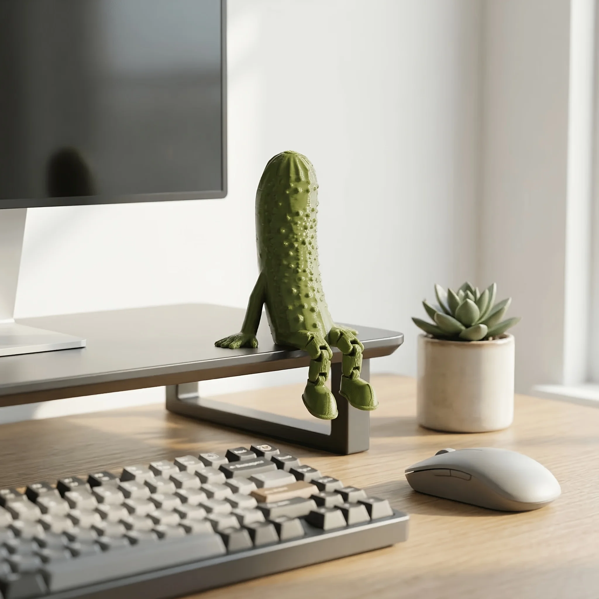 Figura de Pepinillo Articulada Impresa en 3D, Pepinillo Móvil para Escritorio, Adorno de Frutas, Pequeños Personajes, Decoración Divertida y Original para el Hogar, Regalos