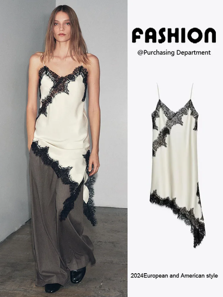 New Arrival Autumn Season Asymmetric Lace Dr Women's Faion Ethnic Stage Costume Unique Design Casual Chic Sle