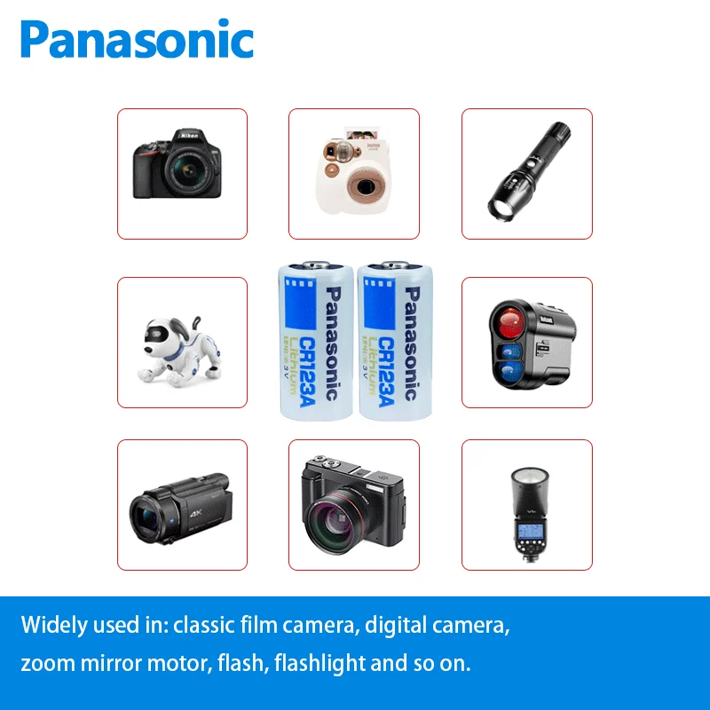 Original Panasonic CR123A Lithium 3V Arlo Camera Battery CR17345 DL123A EL123A 123A Laser Pen Smoke Alarm