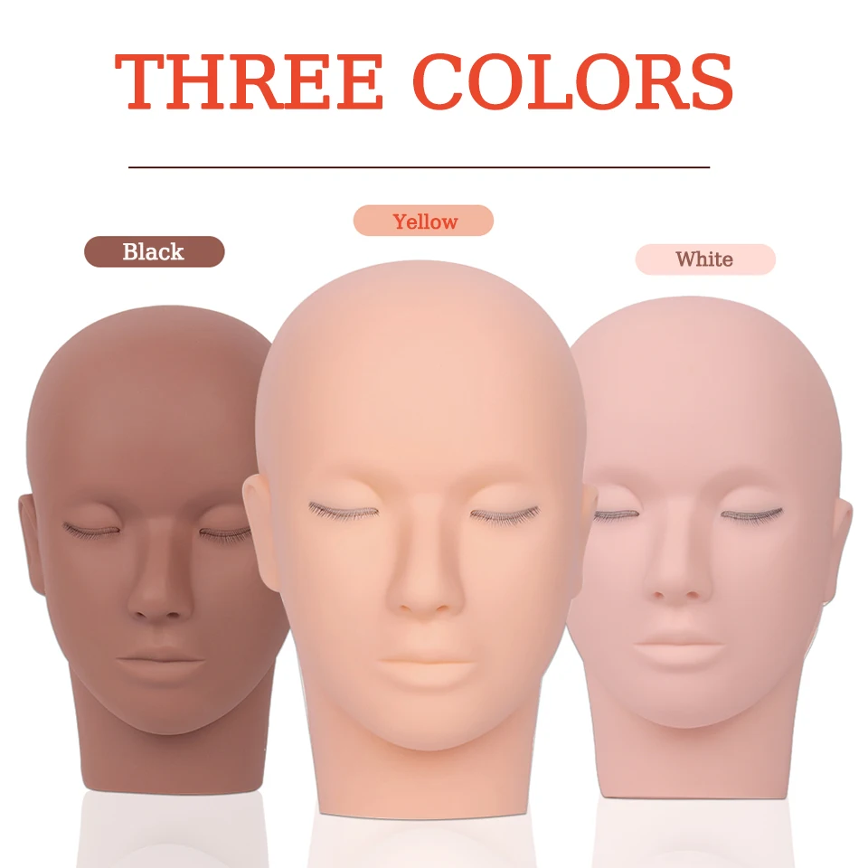 Wimpernverlängerungs-Übungskopf, Silikonpuppe mit 3-Schicht-Wimpern, Make-up-Zubehör, Lehr- und Trainingswerkzeug – Detail 14