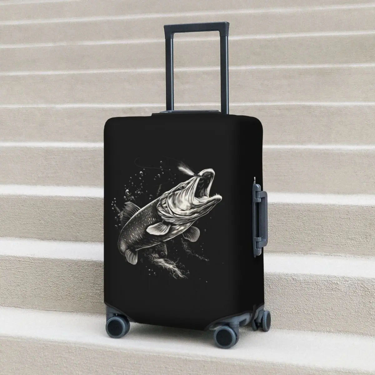 

Fishing Lover Pike Fish Design Suitcase Cover Protection Elastic Travel Luggage Protector Covers for 18-32 Inch