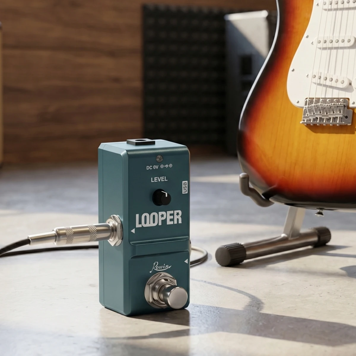 Rowin LN-332 Nano Loop Station Pedal 10mins Looping Unlimited Overdubs USB Port True Bypass for Electric Guitar Effects Rig