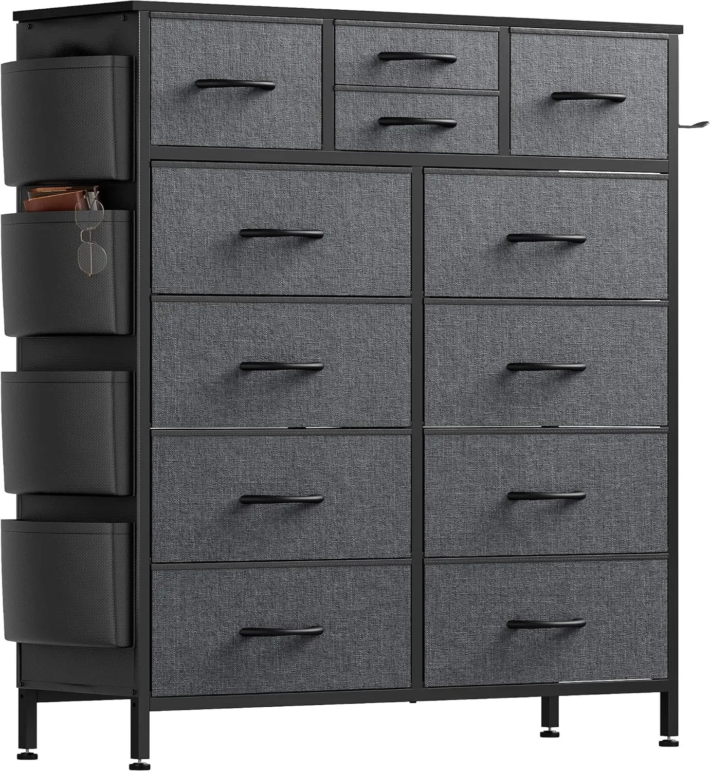 

Bedroom with 12 Drawers, Chest of Drawers with Side Pockets and Hooks, Fabric Dresser Drawers for Living Room, Hallway,