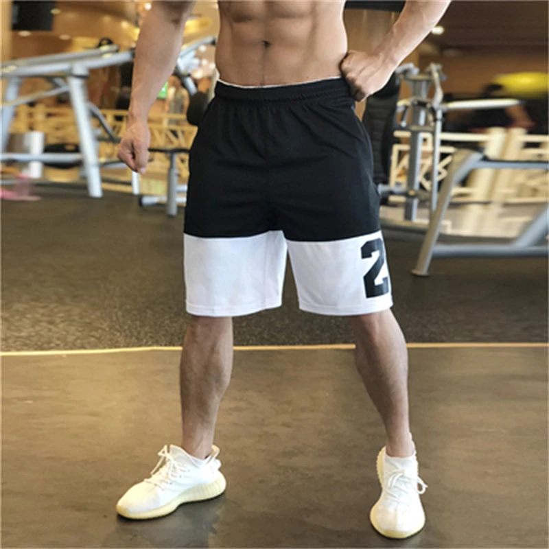 Men's Workout Patchwork Shorts Basketball Sports Short Fitness Gym Elastic Waist Quick-Drying Pants 2023 Summer Loose Sweatpant