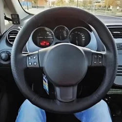 Black Microfibre Leather Car Steering Wheel Cover For Seat Leon (Mk2) 2006-2008 Ibiza (6L) 2007 Automotive Interior Accessories