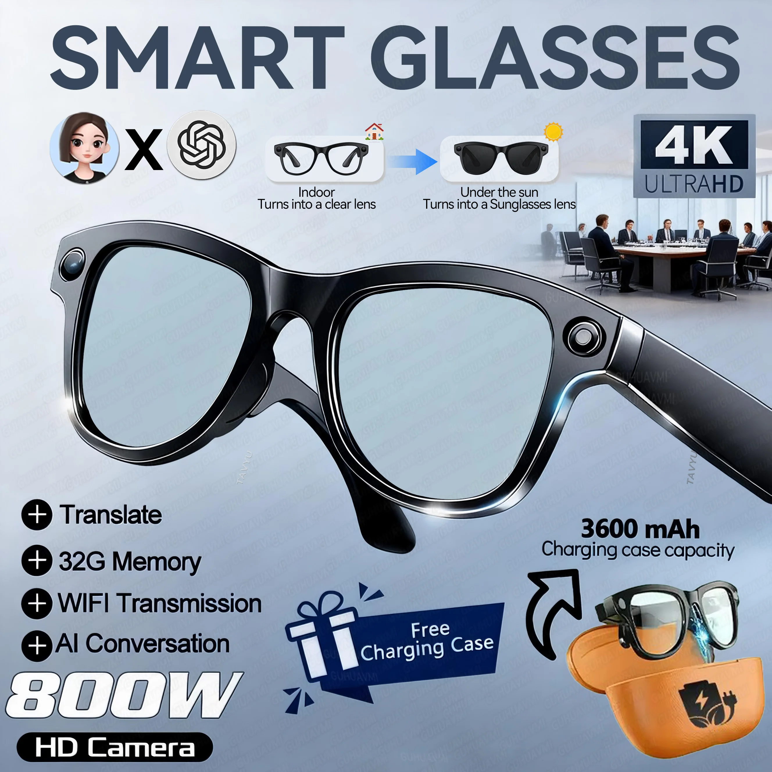 2026 32GB AI Smart Glasses with 4K Camera