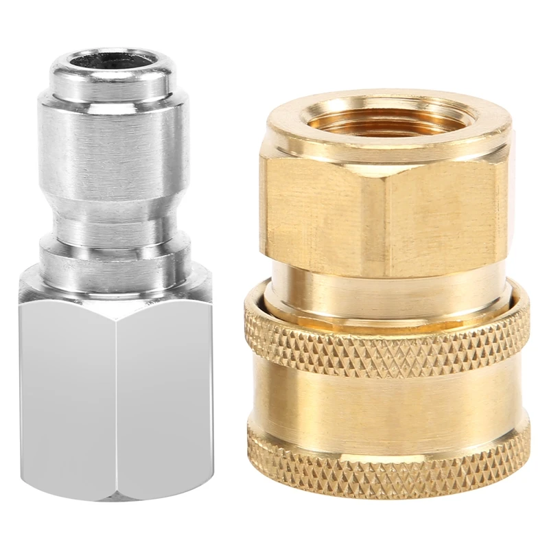 3/8 Inch NPT Stainless Steel Male And Female Quick Connector Kit Pressure Washer Adapters,5000 PSI Rating