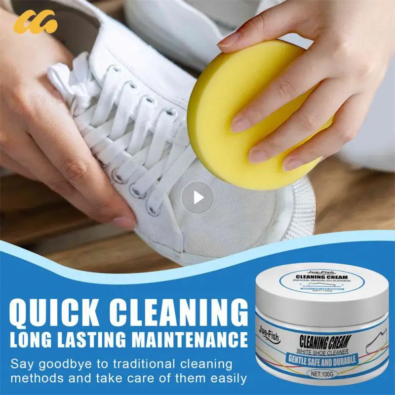 100g White Shoe Cleaning Cream Multi-functional Cleaning Brightening Maintenance Of Sports Shoes Reusable Remove Stains Artifact