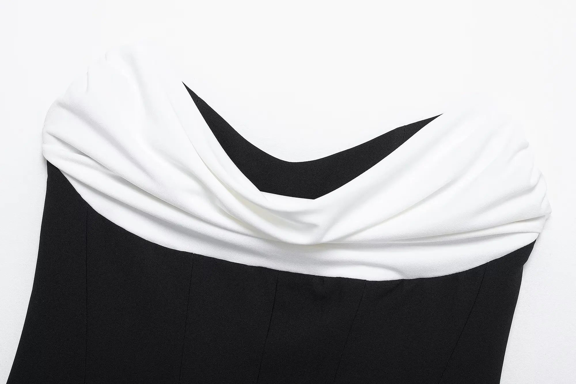 TRAFZA Women's Sleeveless Slim Splice Tube Top Off-Shoulder Side Zipper Summer Female Fashion Solid Fold Sexy Temperament Top