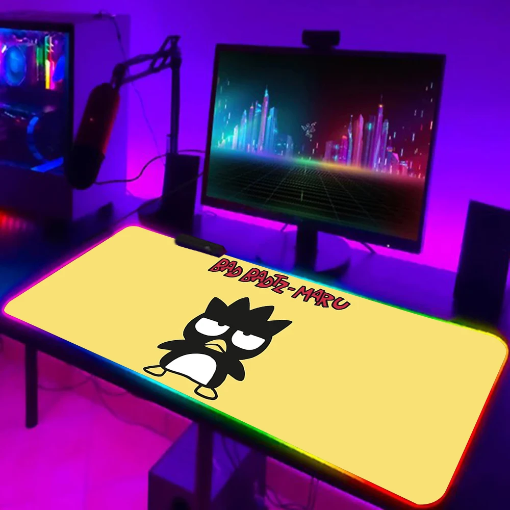 

Bad Badtz-Maru RGB Pc Gamer Keyboard Mouse Pad Mousepad LED Glowing Mouse Mats Rubber Gaming Computer Mausepad