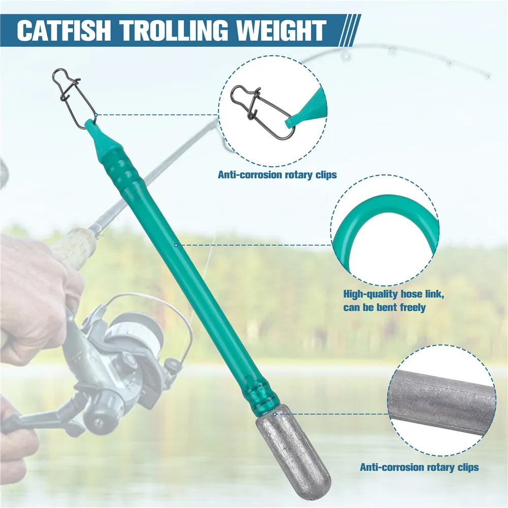 3Pcs Dragging Weights for Catfish Catfishing Drag Drift Weight Bottom Flexible Bouncing Trolling Drifting Surf Fishing Weights