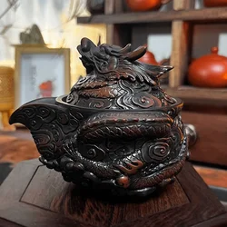 Purple Pottery Vintage Handmad Teapot Ceramic Carve Kung Fu Teapot Single Teapot Pu'er Tea Making Tea Sets Chinese Tea Pot