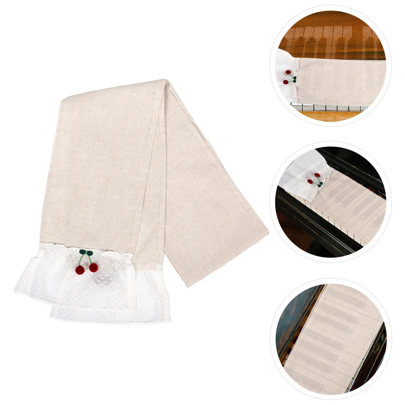 

Piano Keyboard Cover Lace Trim Soft Breathable Linen Elegant Design Scratch Resistant Stylish Durable Easy Maintenance Protector